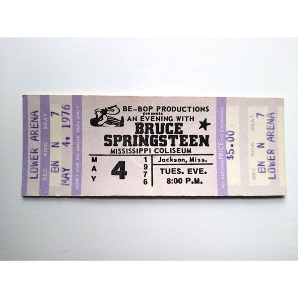 Bruce Springsteen Concert Ticket Coliseum Jackson MS Original 1976 UNUSED Rock - Picture 1 of 3